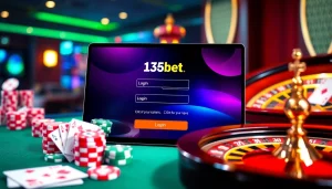 Experience the excitement of 136bet Login with an engaging online casino interface featuring cards and chips.