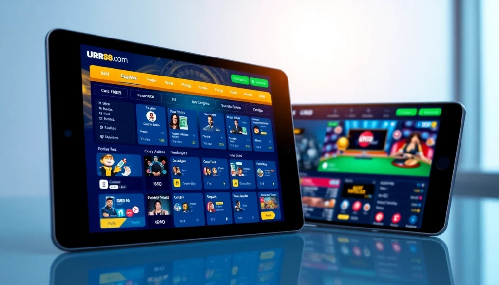 Betting platform interface from https://urr88.com/ showing vibrant game options and a professional layout.