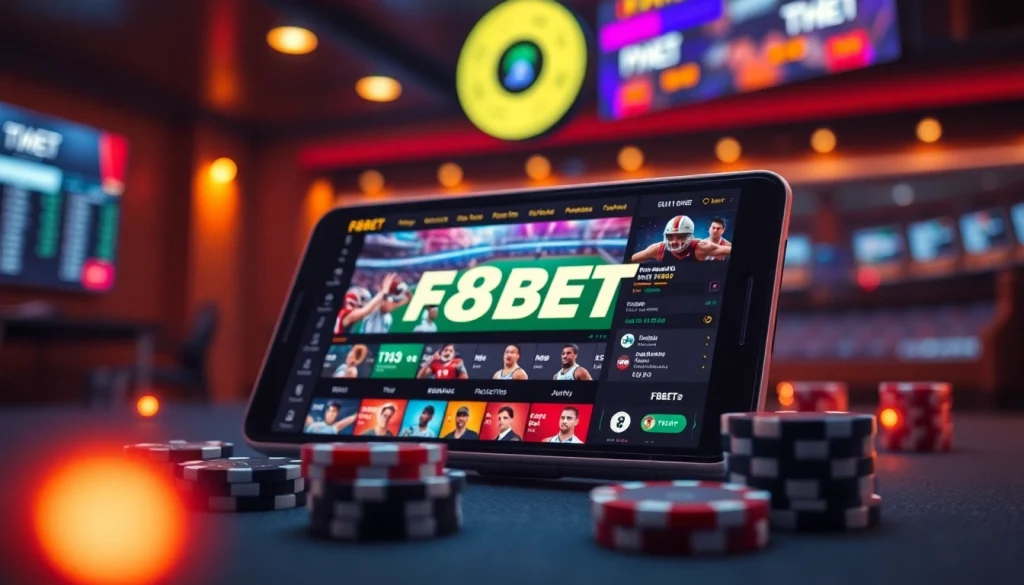 F8BET online casino platform showcasing sports betting excitement with user-friendly interface