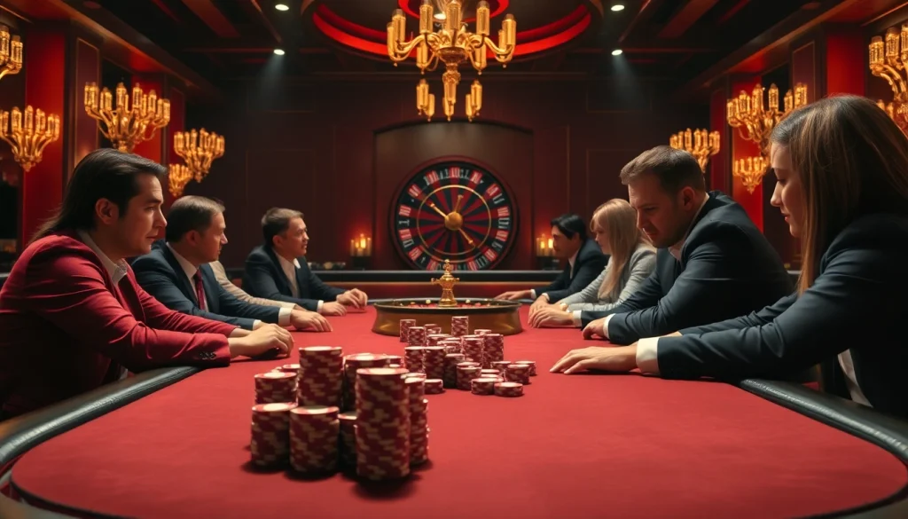 Experience the thrill of poker at ww88's luxurious casino table featuring vibrant chips and excited players.