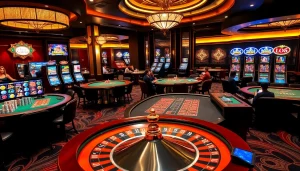 Players enjoying poker and slots at nhà cái ta88's vibrant casino environment.