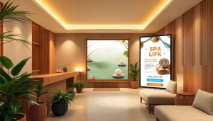 Spa Ads promotion in a serene spa reception featuring calming design and special offers