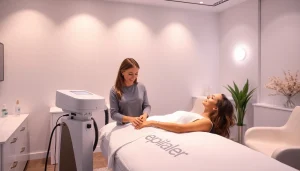 Epilare laser treatment in a modern beauty salon, showcasing advanced technology and a professional atmosphere.