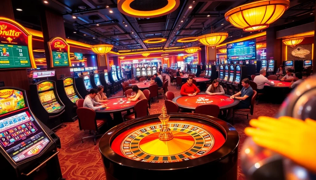 Experience excitement at birutoto with vibrant casino gaming elements and players engaged in action.