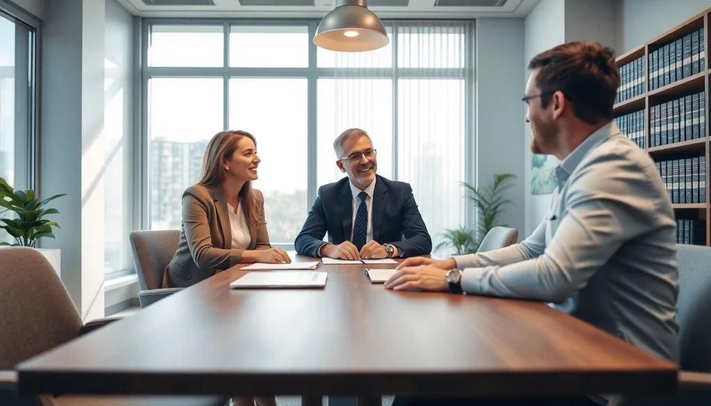 Consultation at https://www.pwdlawfirm.com with a personal injury lawyer and a client in a modern office.