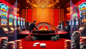 Experience the thrill of gaming at https://mm88.sh/, featuring vibrant roulette, poker chips, and luxurious casino decor.