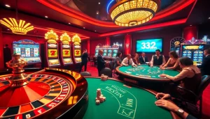 Players enjoying an exciting game at 32WIN casino, showcasing roulette and slot machines.