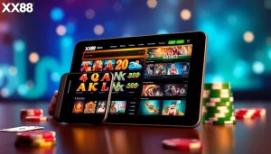 XX88 HOW online gambling platform interface with vibrant graphics and modern design.