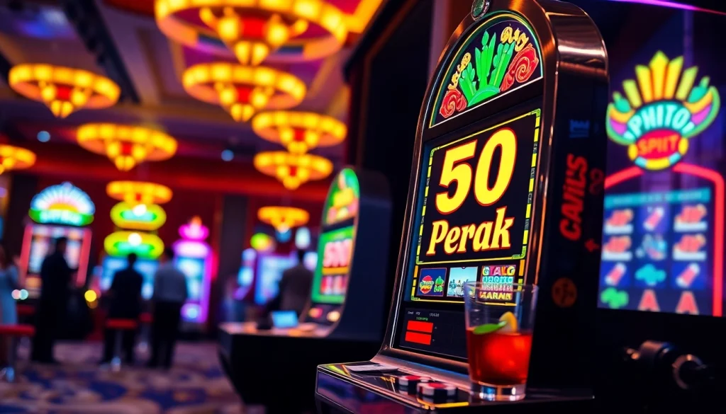 Menangkan jackpot dengan slot 50 perak di mesin slot yang berwarna-warni.