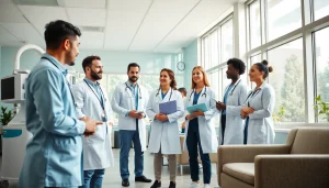 Collaborative healthcare team at https://www.medexdtc.com delivering patient care in a modern clinic.