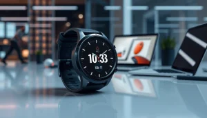 LC88 smart watch displayed elegantly on a sleek surface showing its HD display and fitness features.