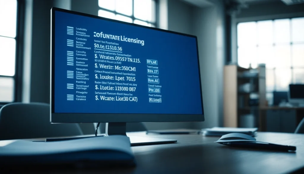 Engaging display of Certified software license keys on a computer screen in a modern office.