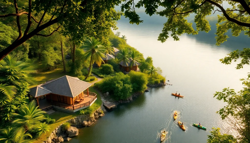 Dandeli Resorts featuring serene riverside cottages amidst lush greenery and adventure activities.