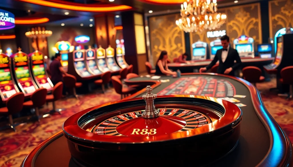 Play at RR 88's luxurious casino tables featuring roulette and poker excitement.