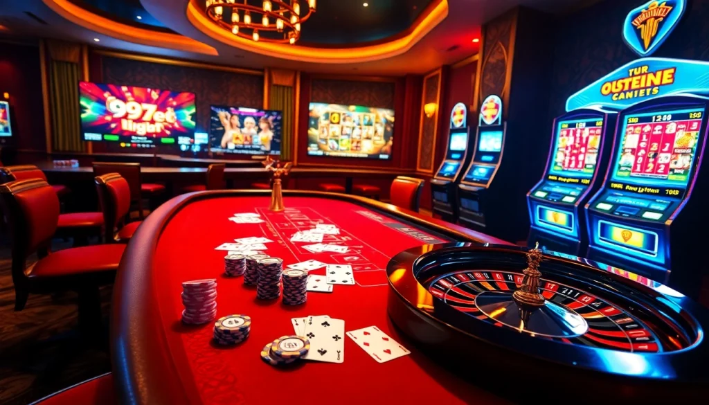 The engaging online gaming experience at i9bet showcases luxurious casino elements with vibrant lighting.