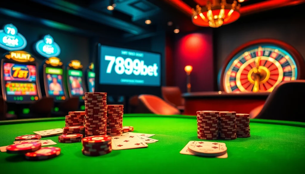 Feeling the thrill of winning at 789bet with poker chips and cards on a luxurious casino table.