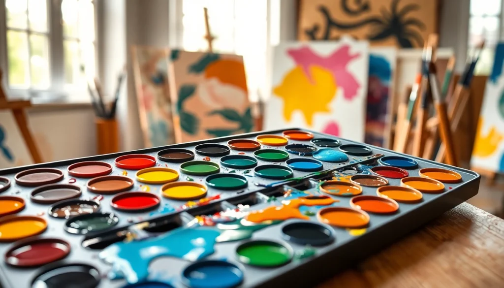 Blend acrylic colors creatively at https://acrylicpedia.com with this vibrant art studio palette.