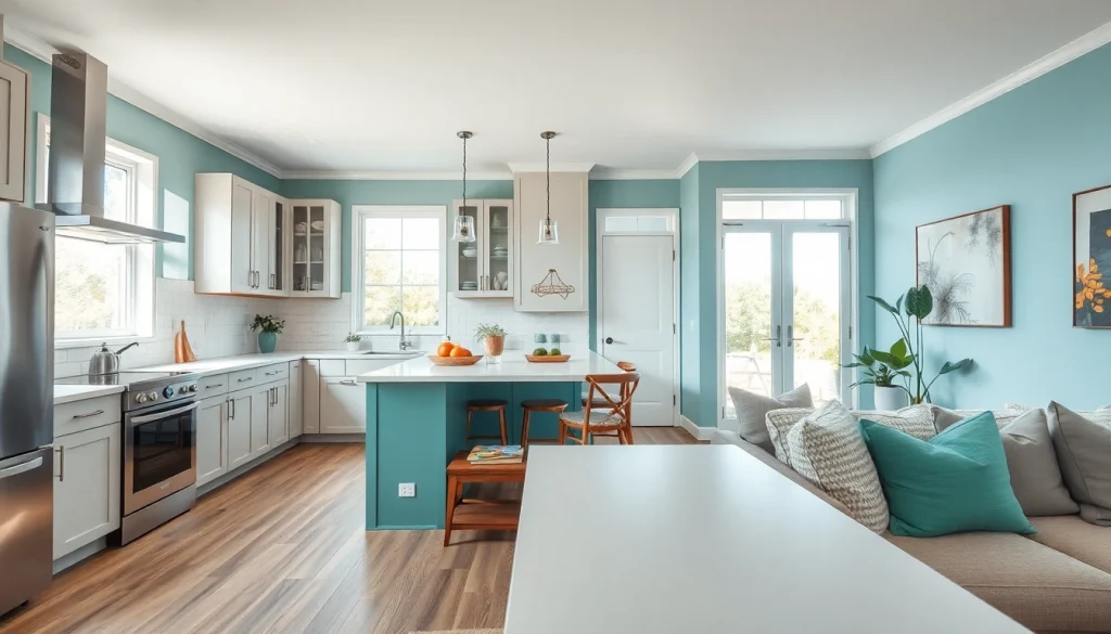 Home renovation showcasing a beautiful remodeled kitchen with modern appliances and stylish cabinetry.