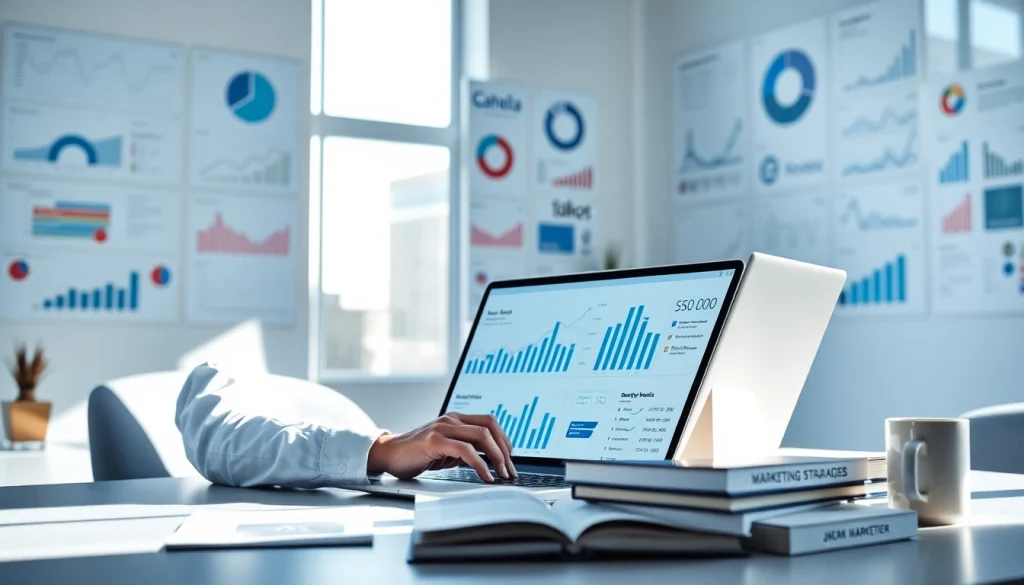 Analyze SEO strategies at a modern office, showcasing metrics and insights.