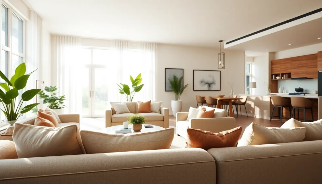 Home renovation showcasing a modern open-concept living space with bright light and elegant design.