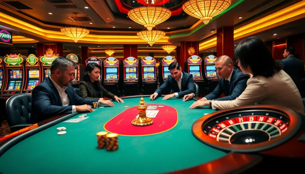 Engaging poker game capturing the essence of 99WIN.COM, showcasing excitement and luxury in online gambling.