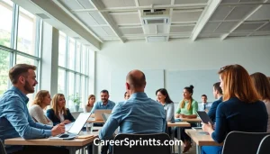 Engaged learners at CareerSprints.com participating in project management training.