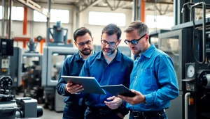 Engineers in a collaborative workspace showcasing fab u tech industries' innovation and teamwork.