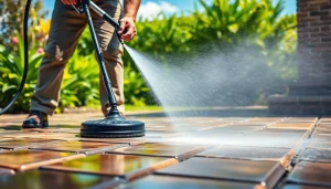 Profesionalno čiščenje tlakovcev, ki prikazuje učinkovito čiščenje tlakovcev.