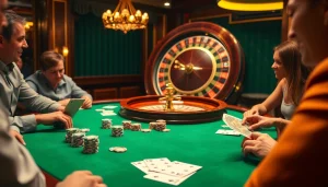 Players engaging in high-stakes fun at the DA88 casino gaming table with vibrant poker chips and cards.