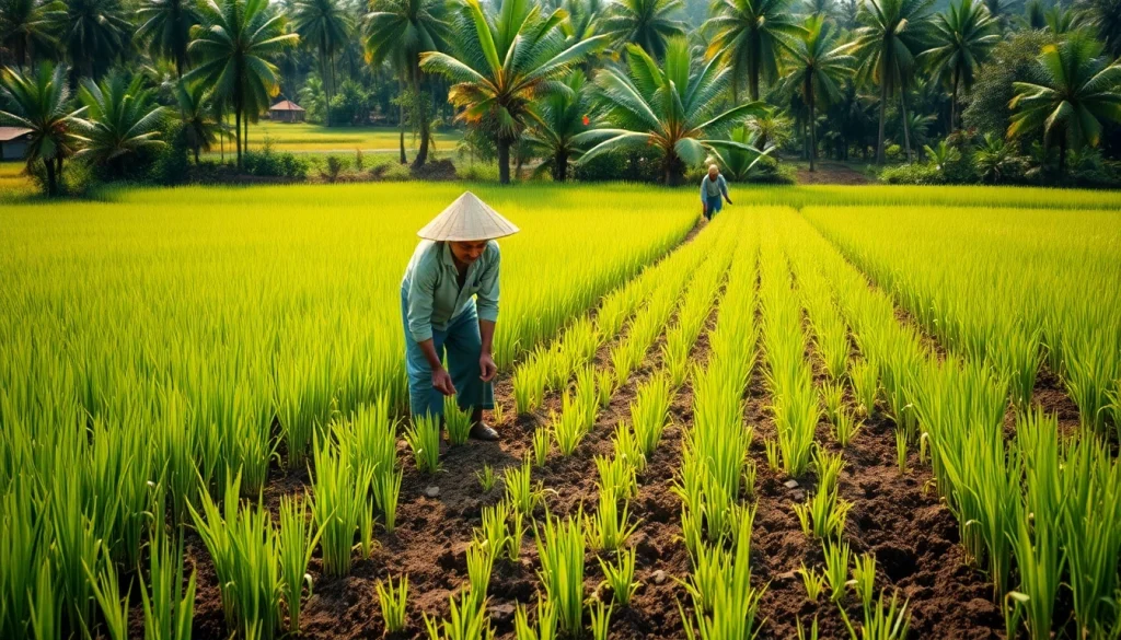 petani toto bertani di ladang tropis Indonesia dengan hasil panen yang melimpah