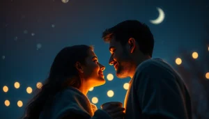 Send a heartfelt good night message for her under a starry night sky, enhancing romantic connections.