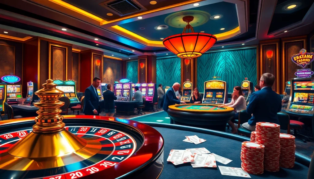 Competitive players strategize at a vibrant casino table, exploring 주소모음 options for best gambling experiences.