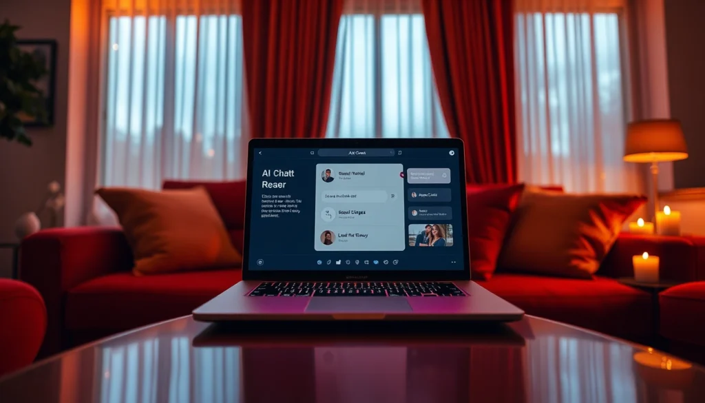 Engaging in an AI sex chat with a cozy ambiance and digital interaction.