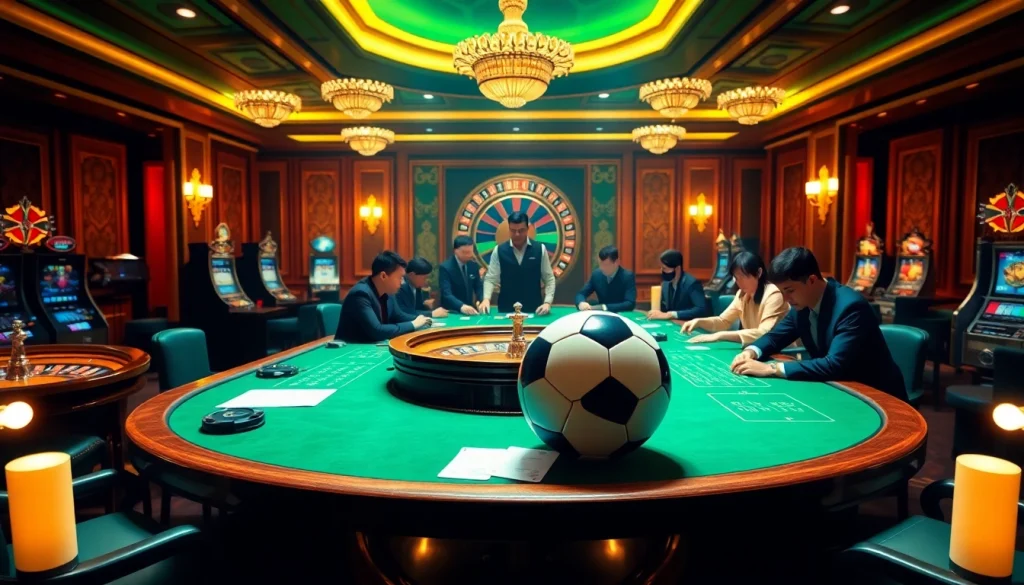 Watch high-quality "trực tiếp bóng đá" while placed at a luxurious gambling table.