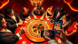 Experience the thrill of 123WIN at a luxurious roulette table with excited players.