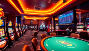 Dynamic scene of F88BET online casino with vibrant games and happy players.