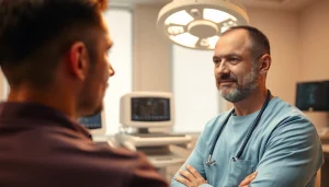 Patient receiving expert consultation for hair transplant london in a modern clinic environment.