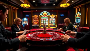 Experience the thrill of S8 gaming at a luxury casino with roulette and poker excitement.