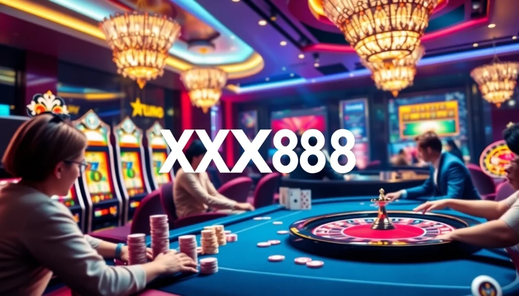 Experience immersive online gambling at XX88 with vibrant slot machines and strategic poker action.