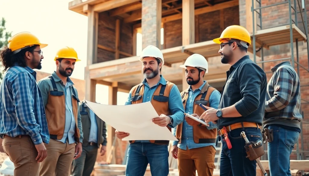 Construction workers illustrating diverse careers in construction on a job site.