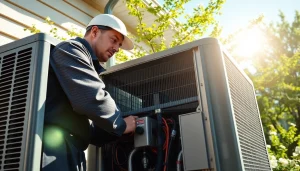 Expert HVAC repair in Somers, NY showcasing a technician working on air conditioning.