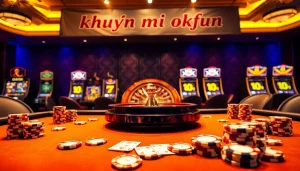 Experience thrilling khuyến mãi okfun at a luxurious casino with exciting games and vibrant atmosphere.
