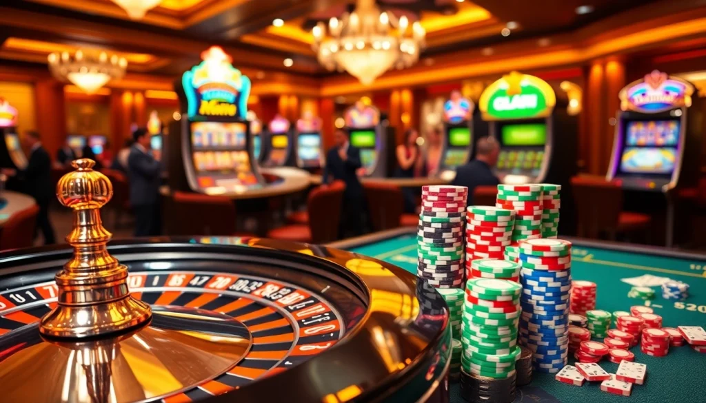 Experience the excitement of the 13win game with vibrant poker chips and roulette.