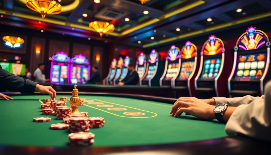 Engaged players enjoying online gambling at https://nk88zz.bio/, showcasing a professional casino atmosphere.