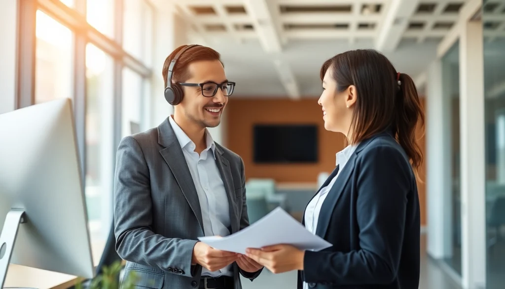 Engaging scene with a customer support agent representing an extended warranty company.
