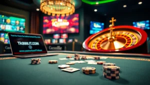 Engage in thrilling casino action at https://tk888.it.com/ with vibrant poker tables and roulette wheels.