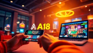 A188 online gaming platform showcasing casino and sports betting features in a vibrant digital environment.