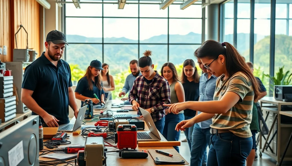 Students learning practical skills at trade schools in Hawaii, showcasing collaborative hands-on education.