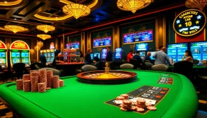 Experience the excitement of poker at https://2haywin.art/ with a luxurious casino setup including poker chips and roulette.