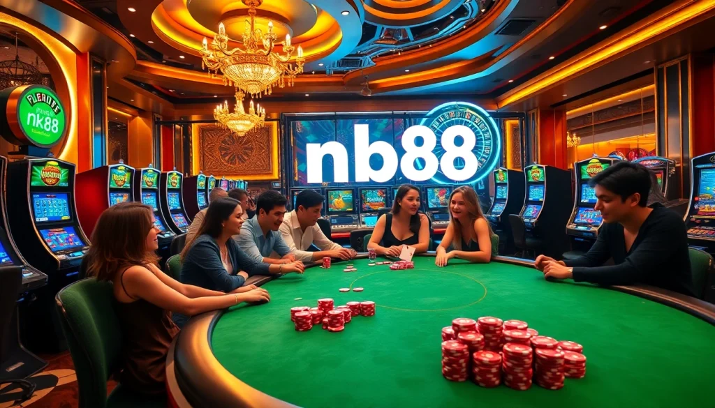 Engaging players at the NK88 casino table enjoying high stakes poker action.